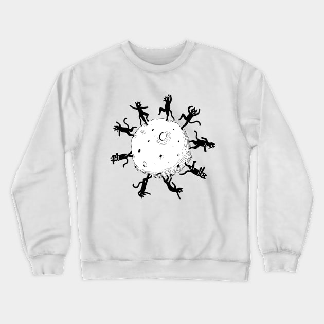 Cats dancing on the moon Crewneck Sweatshirt by Sebastian